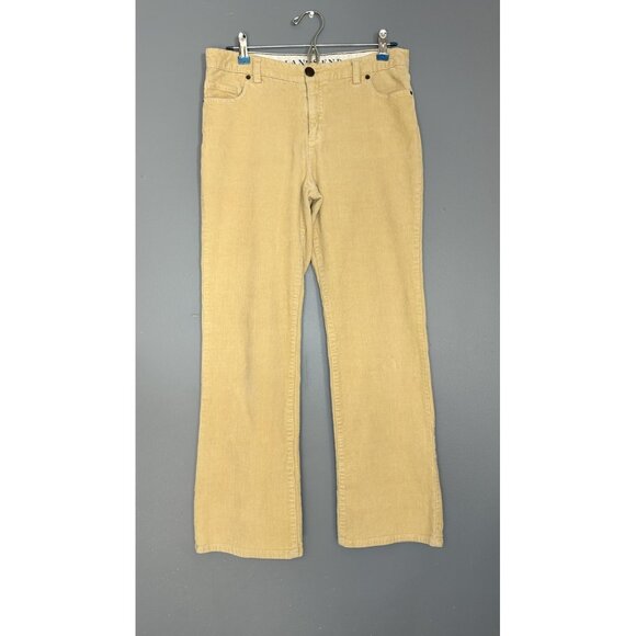 Lands' End Corduroy Pants Womens 10 Tan Straight Leg Stretch Mid Rise Very Soft - Picture 1 of 12
